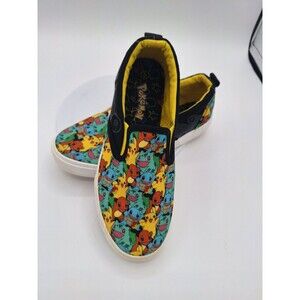 NEW GroundUP Pokemon PIKACHU Slip-On Canvas Sneaker Shoes Unisex Big Kids Size 5